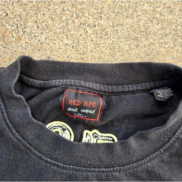 Vtg 90s Red Ape Jeans All Over Print T Shirt XXL Baggy Baroque Affliction Cyber - Picture 5 of 7